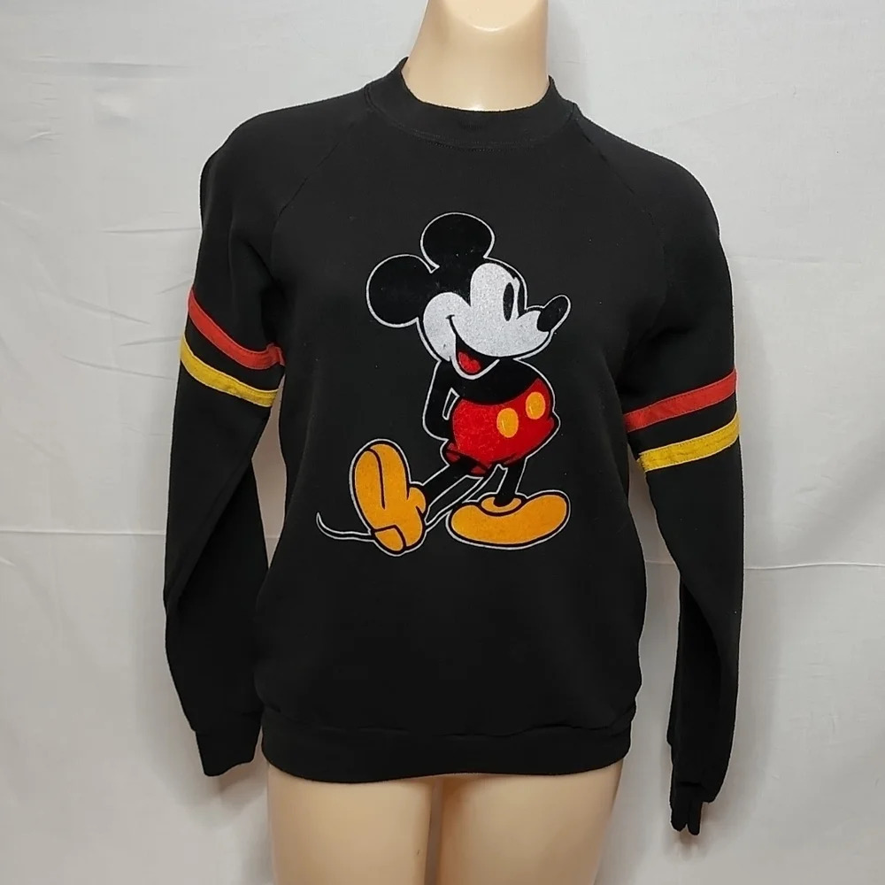 Vintage Disney Mickey Mouse Black Crew Neck Sweater Medium